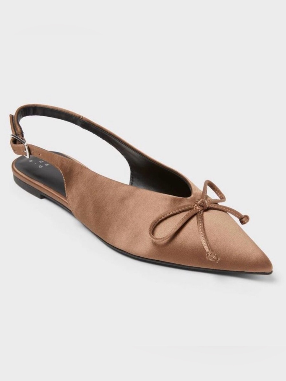 A New Day Taupe Camille Brown Bow Flats Pointy Shoes